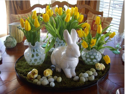 Easter Bunnies and Tulips 