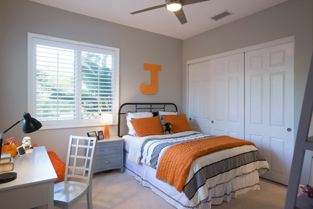 Children's Orange and Gray Bedroom 