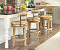 Woven seat bar stools . . . think about cleaning ability.